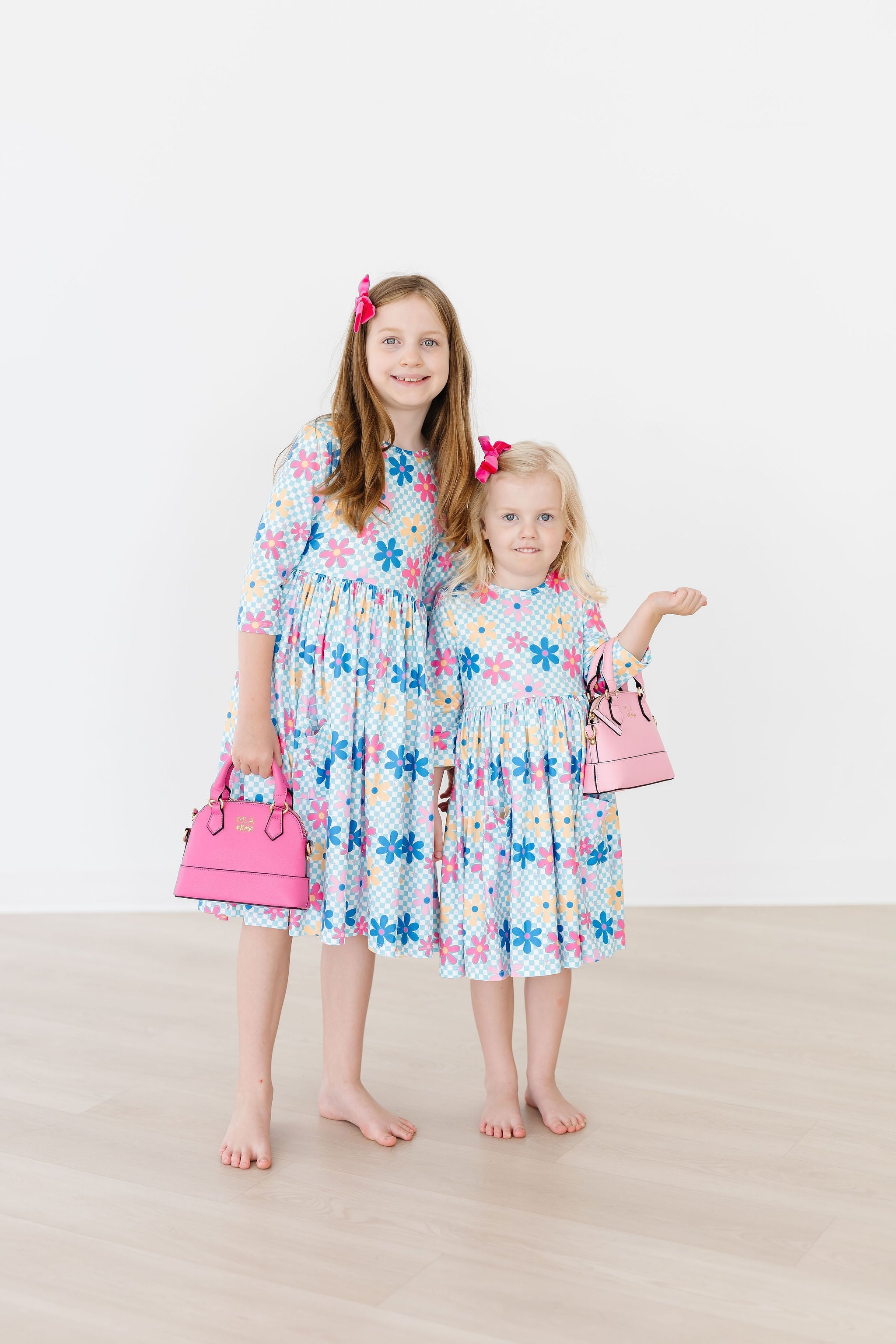 Mila & Rose ® SALE Crazy Daisy 3/4 Sleeve Pocket Twirl Dress — detail close-up