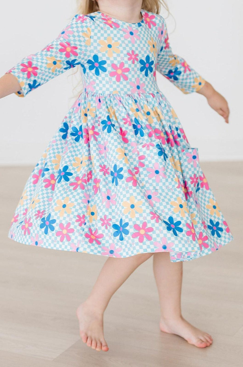 Mila & Rose ® SALE Crazy Daisy 3/4 Sleeve Pocket Twirl Dress — lifestyle context
