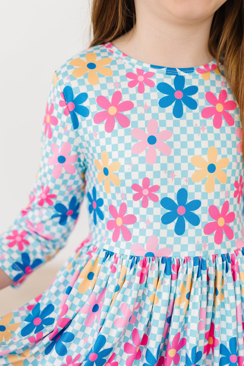Mila & Rose ® SALE Crazy Daisy 3/4 Sleeve Pocket Twirl Dress — back view
