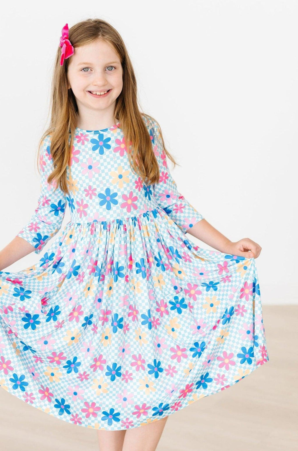 Mila & Rose ® SALE Crazy Daisy 3/4 Sleeve Pocket Twirl Dress — in-use photo