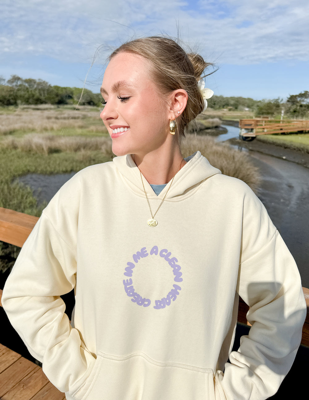 Elevated Faith Create in Me a Clean Heart Unisex Hoodie — detail close-up