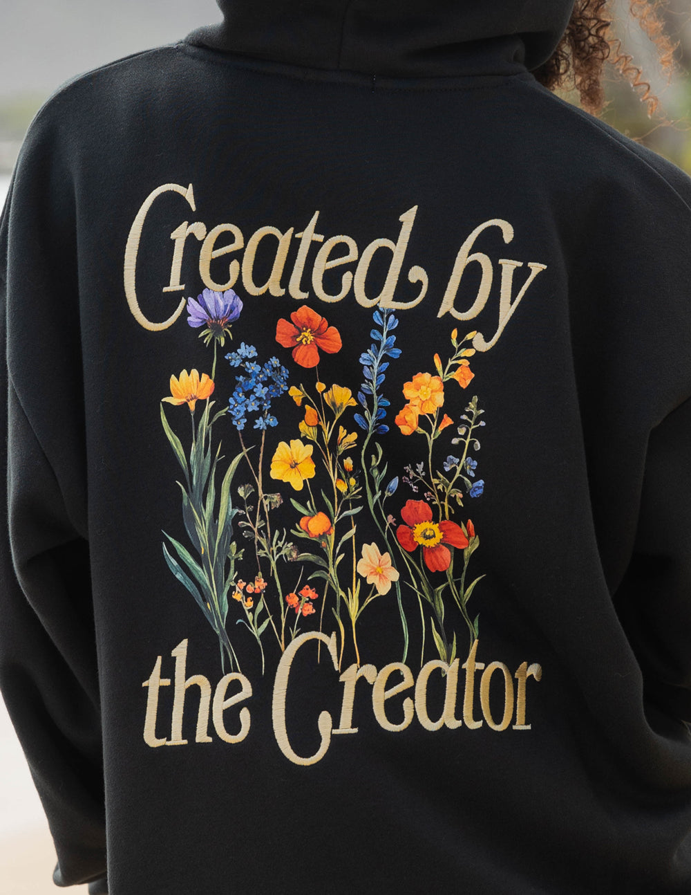 Elevated Faith Created by the Creator Unisex Hoodie — lifestyle worn / used context