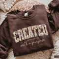 Pasimax Created with a Purpose Floral Sweatshirt | Inspirational Affirmation Jumper | Motivational Flower Graphic Crewneck | 
