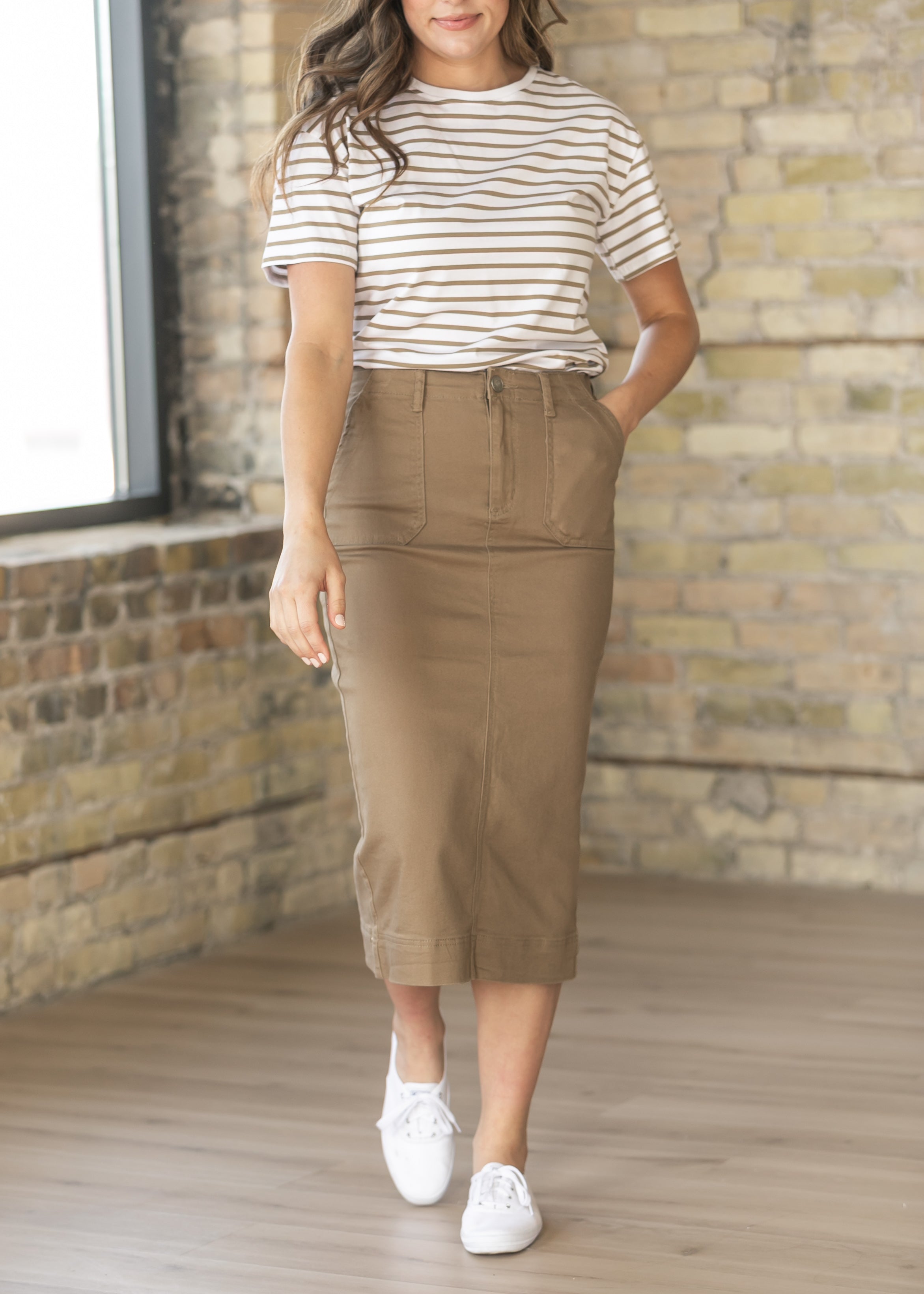 Inherit Co. Erica Cotton Twill Midi Skirt - FINAL SALE — main product shot