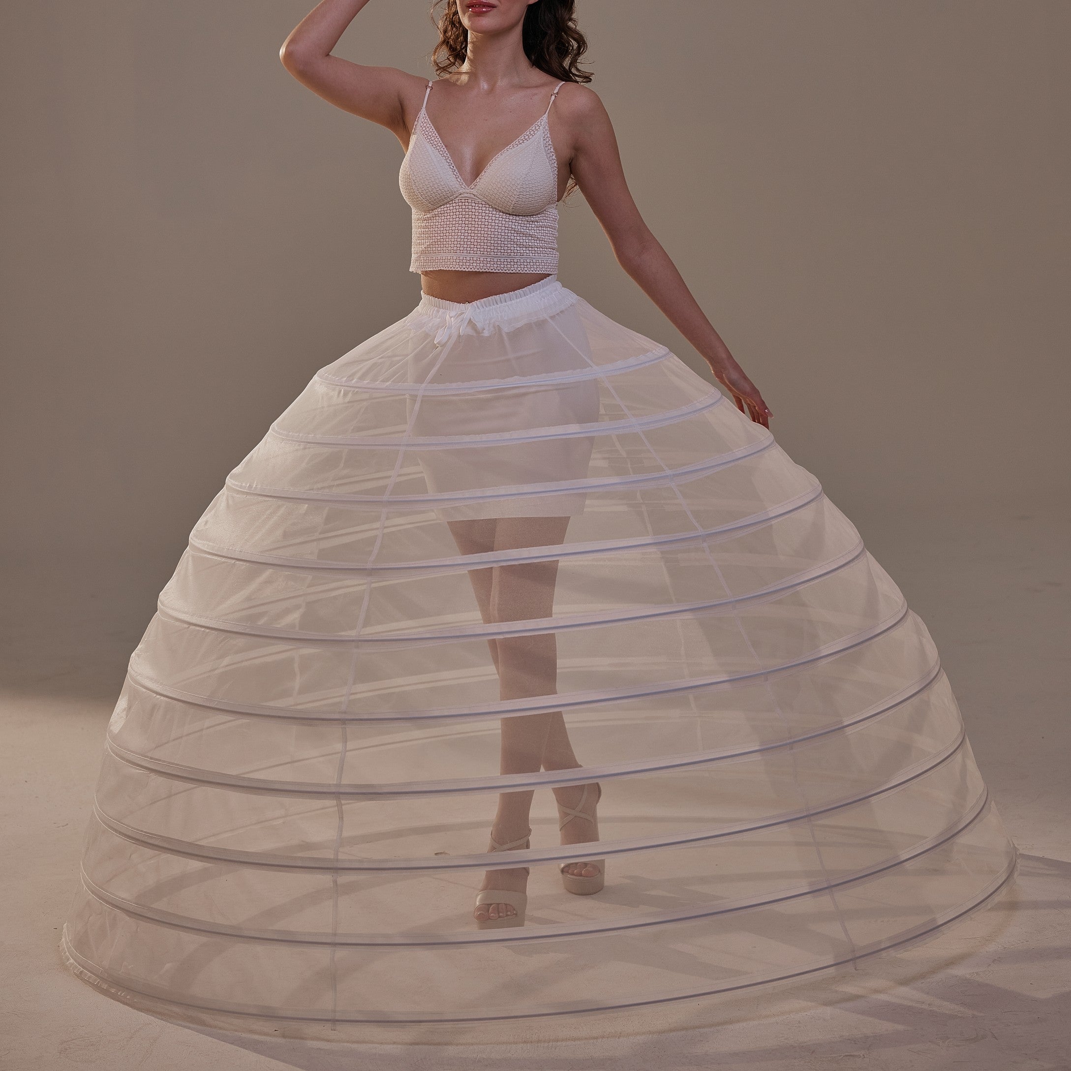 Crinoline Petticoat Skirt ,Hoop Skirt for Ball Gown, Wedding & Quinceañera Underskirt – Bridal Port, view 4