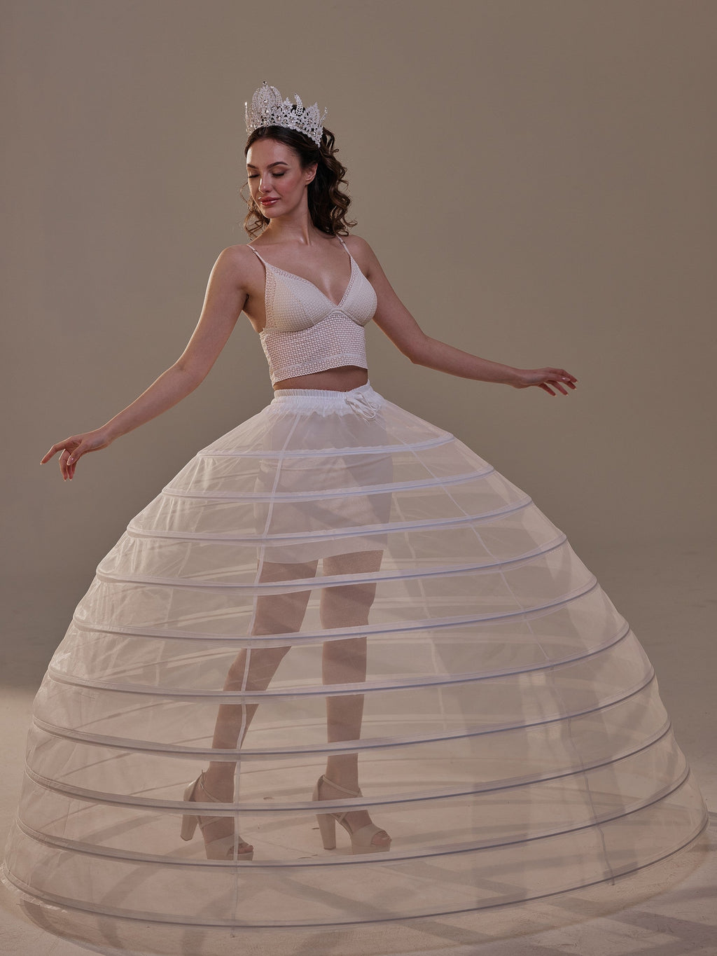 Crinoline Petticoat Skirt ,Hoop Skirt for Ball Gown, Wedding & Quinceañera Underskirt – Bridal Port, view 6