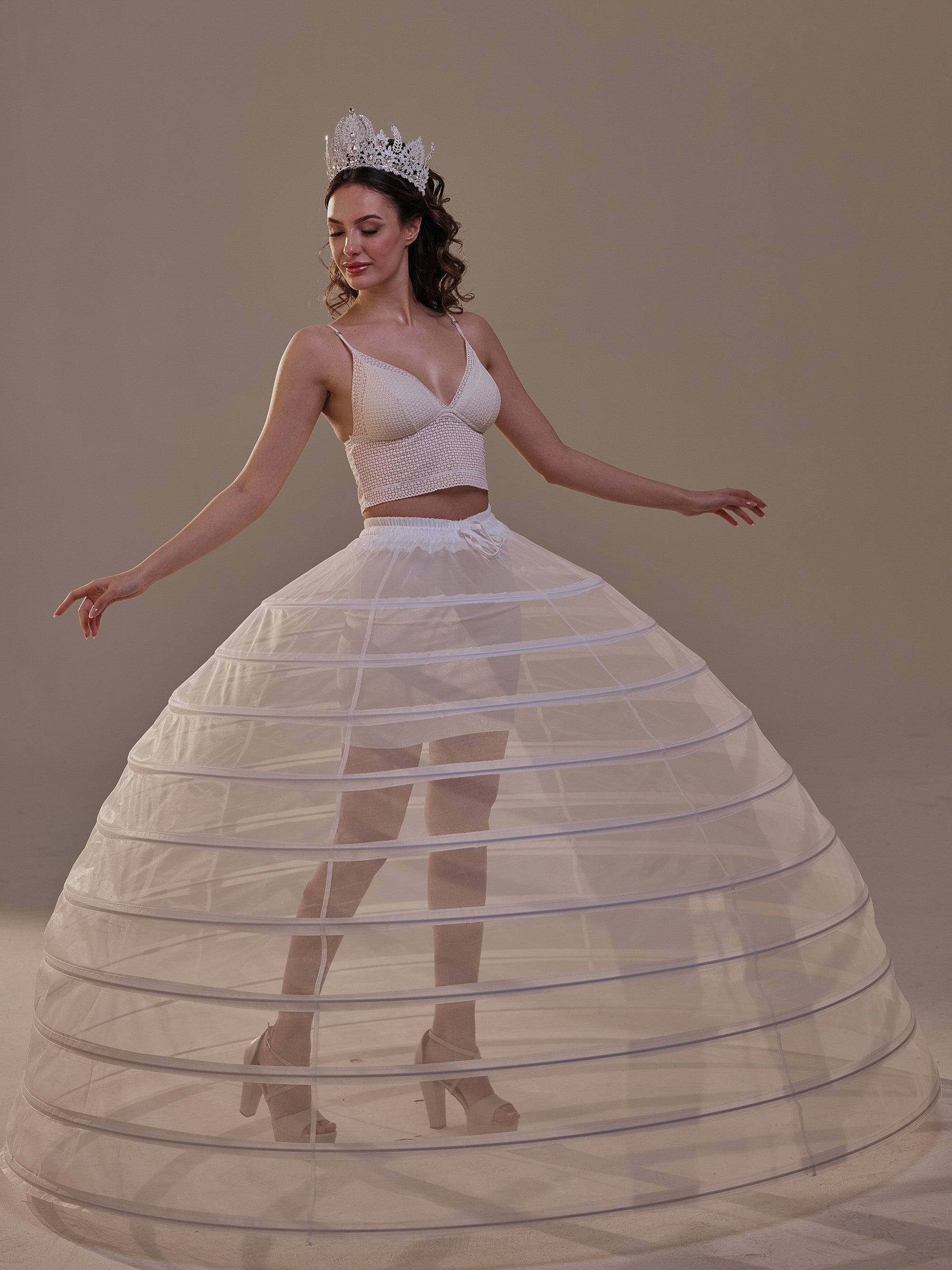 Crinoline Petticoat Skirt ,Hoop Skirt for Ball Gown, Wedding & Quinceañera Underskirt – Bridal Port, view 6