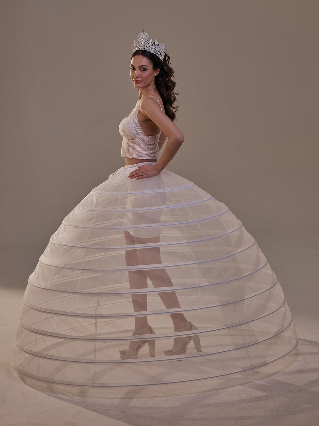 Crinoline Petticoat Skirt ,Hoop Skirt for Ball Gown, Wedding & Quinceañera Underskirt – Bridal Port, view 8