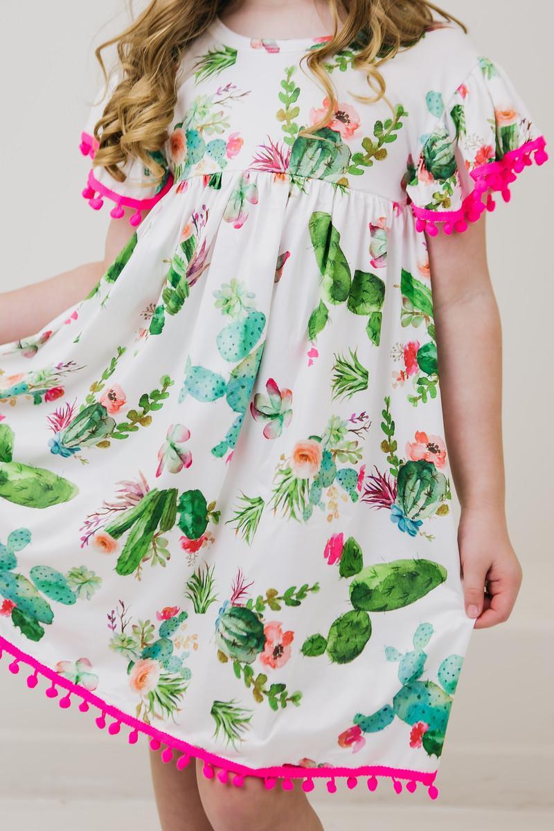 Mila & Rose ® Cute Cactus Pom Pom Dress — detail close-up