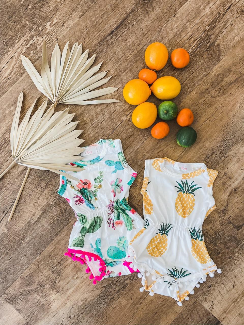 Mila & Rose ® Cute Cactus Pom Pom Romper — detail close-up