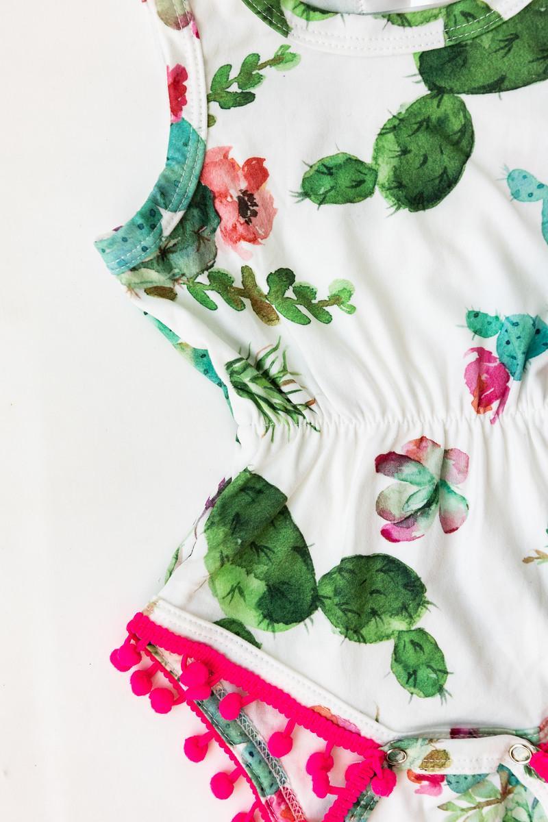 Mila & Rose ® Cute Cactus Pom Pom Romper — side view