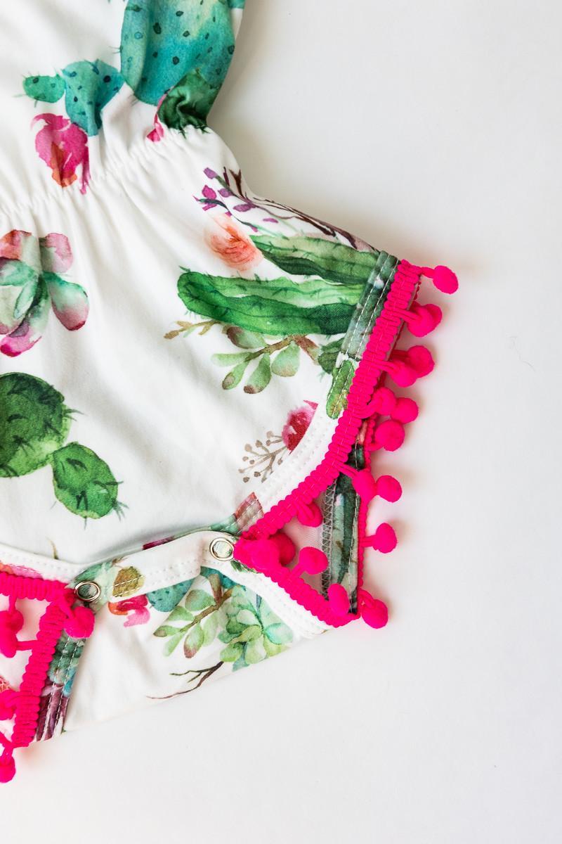 Mila & Rose ® Cute Cactus Pom Pom Romper — back view