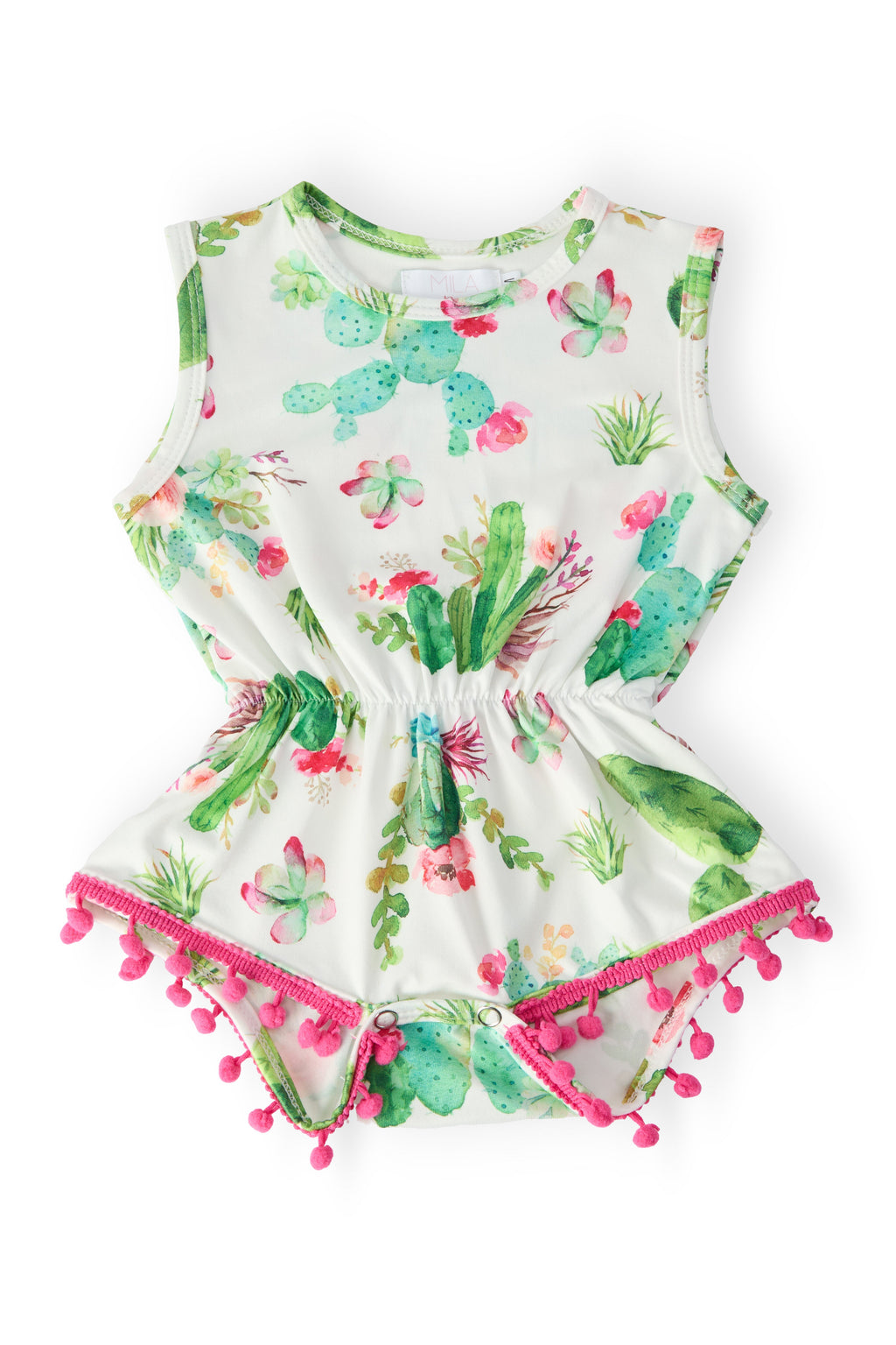 Mila & Rose ® Cute Cactus Pom Pom Romper — main product shot