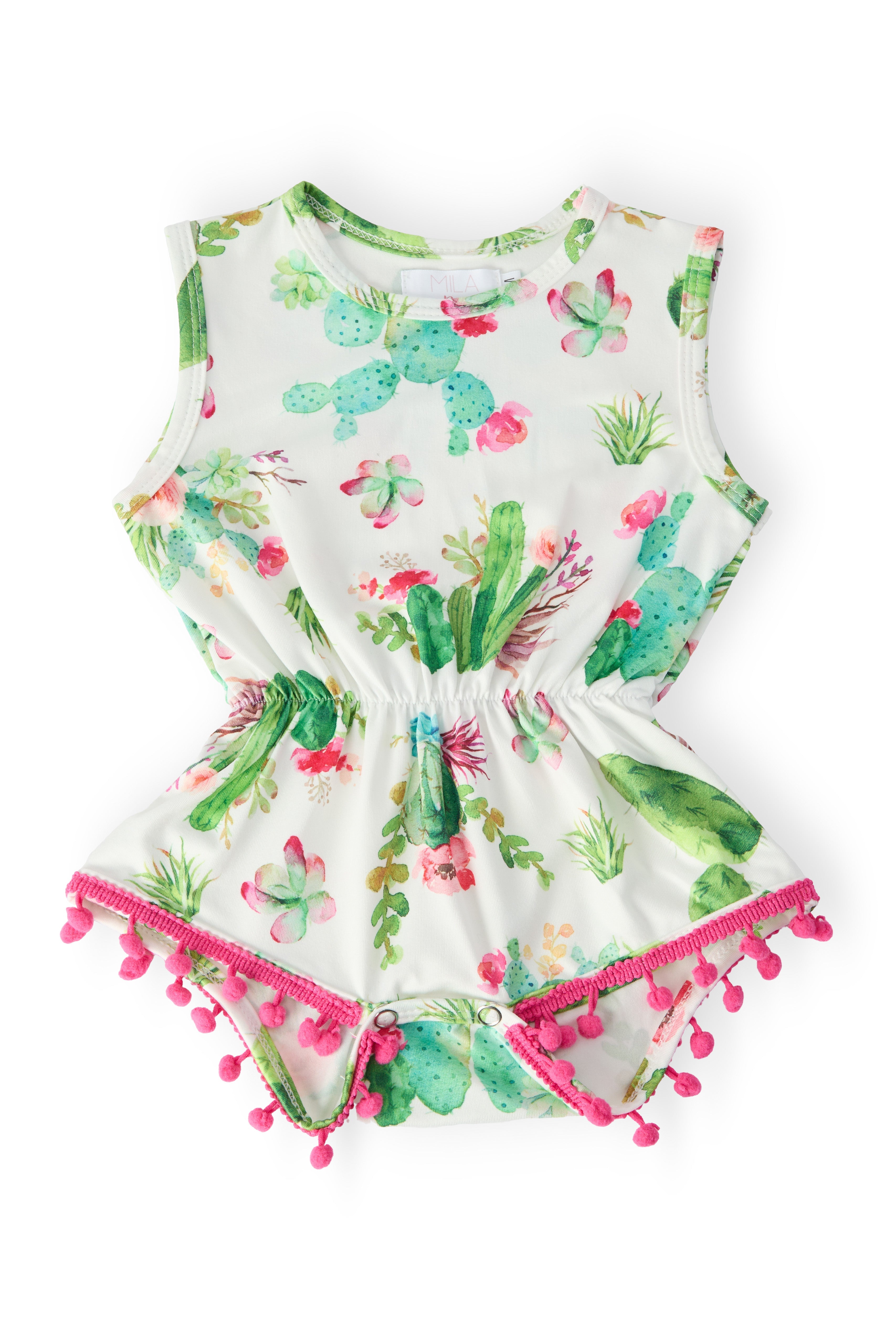 Mila & Rose ® Cute Cactus Pom Pom Romper — main product shot