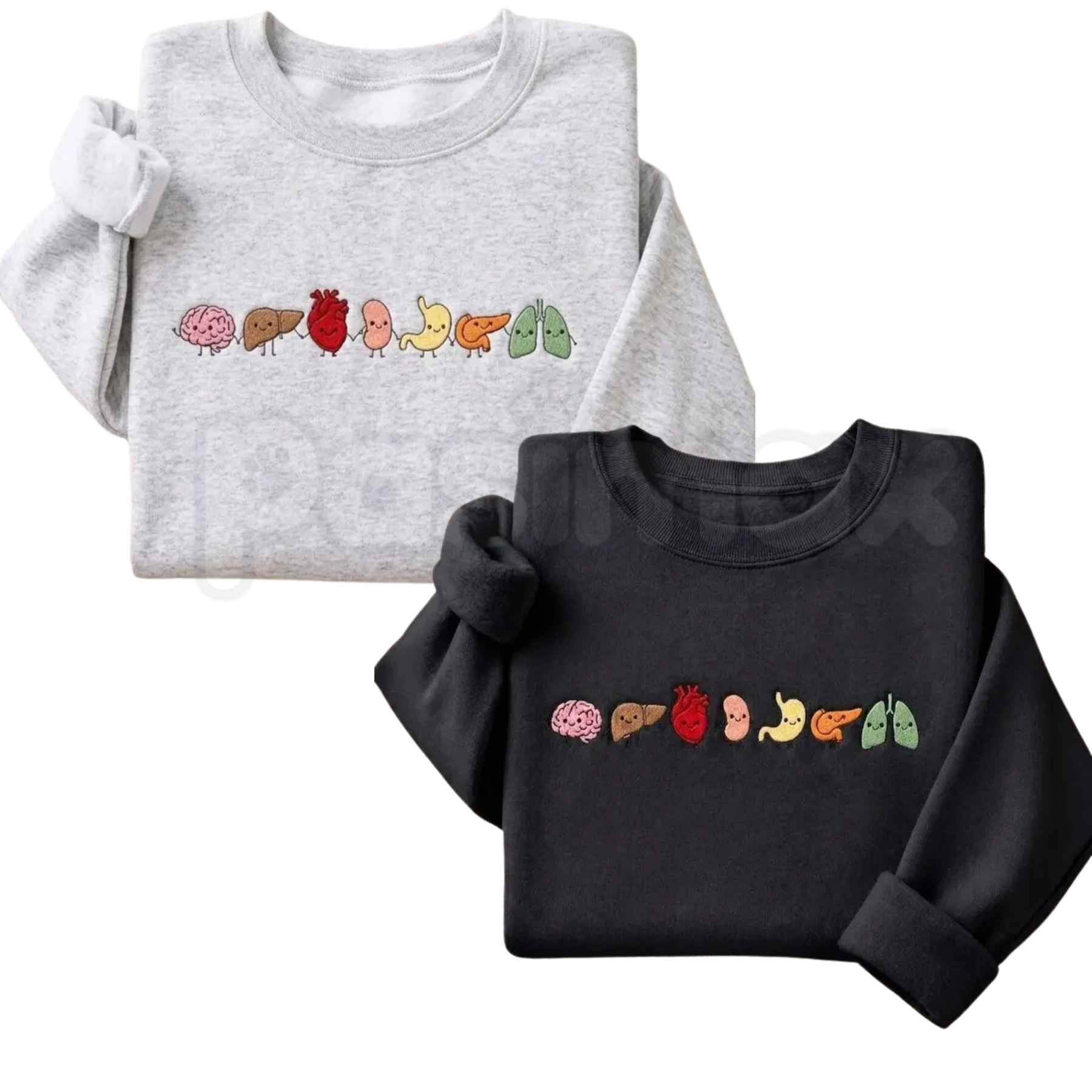 Cute Organ Friends Embroidered Sweatshirt – Funny Anatomy Gift for Nurses & Students