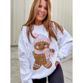 Pasimax Cute Yarn Gingerbread Graphic Top | Faux-Stitch Christmas Cookie Sweater | Cozy Holiday Apparel — main product shot