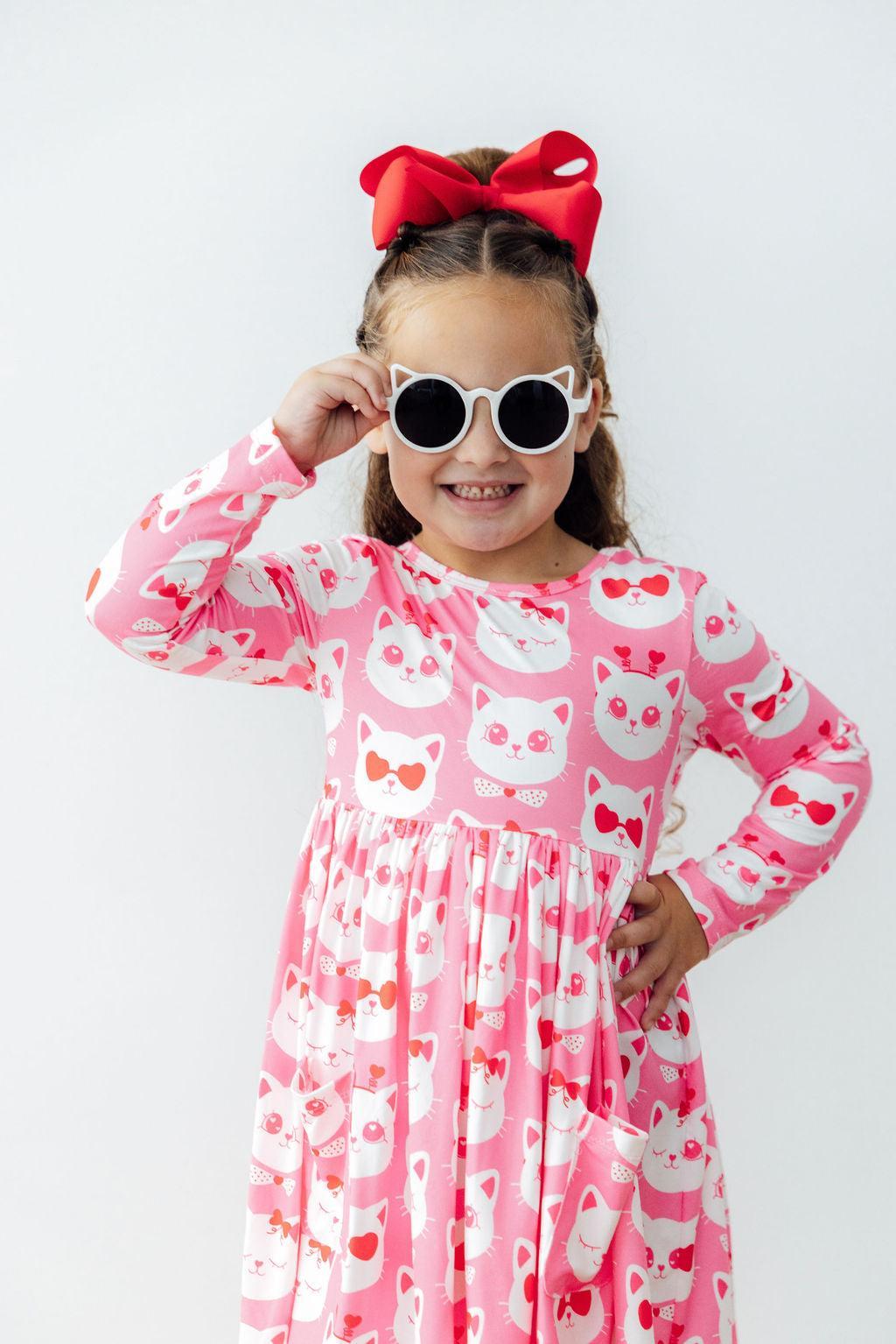 Mila & Rose ® Cutie Cat L/S Pocket Twirl Dress — side view