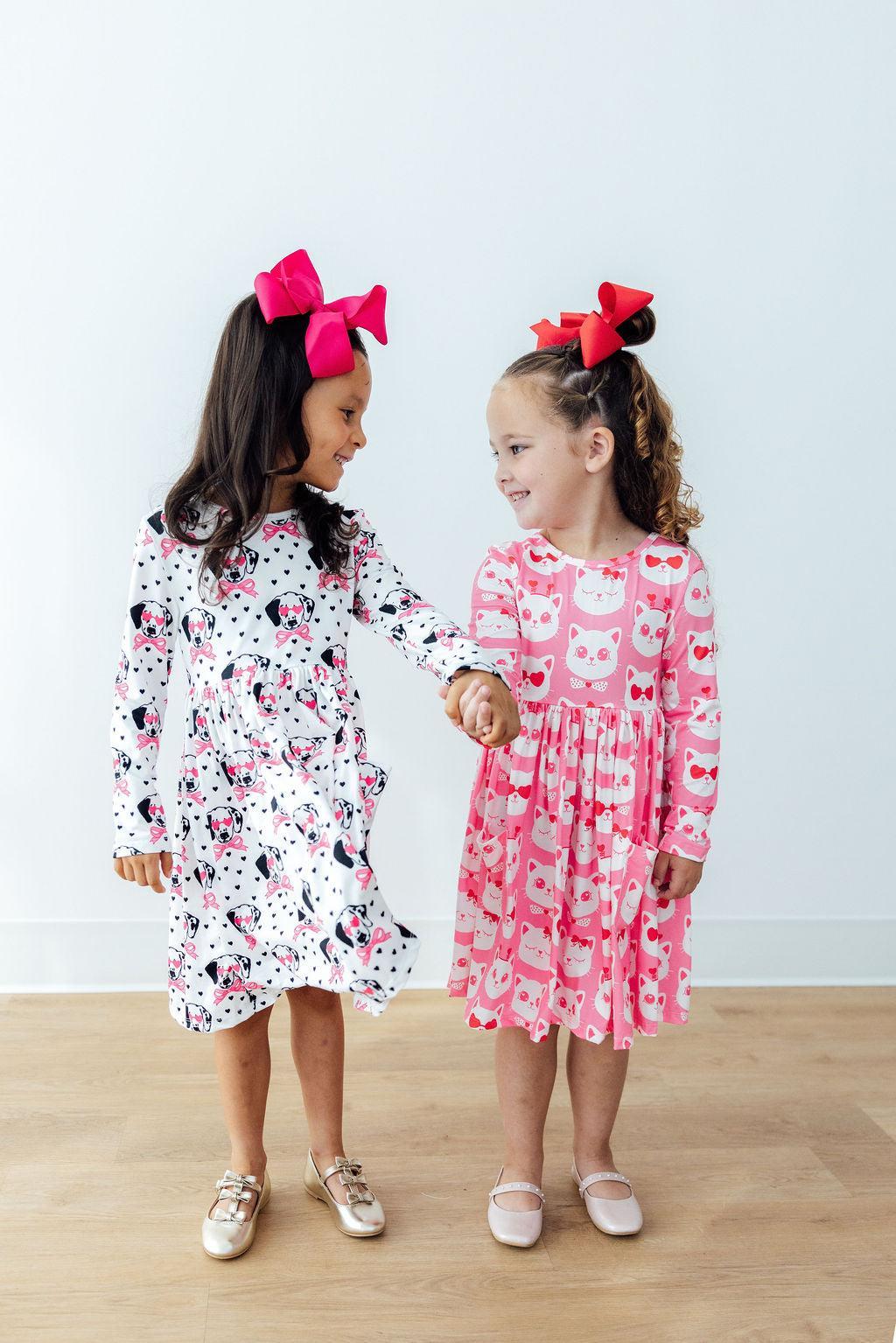 Mila & Rose ® Cutie Cat L/S Pocket Twirl Dress — back view