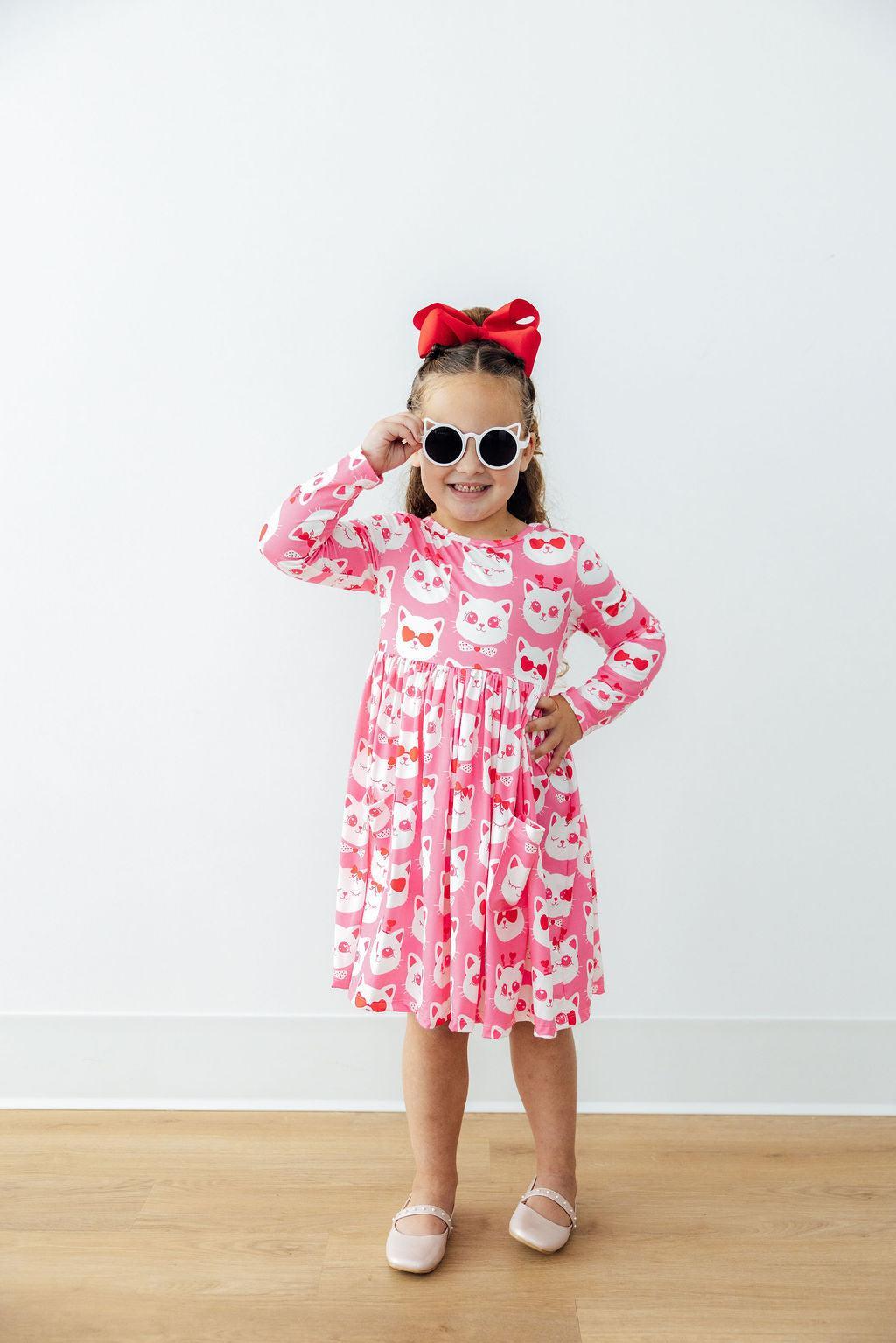 Mila & Rose ® Cutie Cat L/S Pocket Twirl Dress — alternative angle
