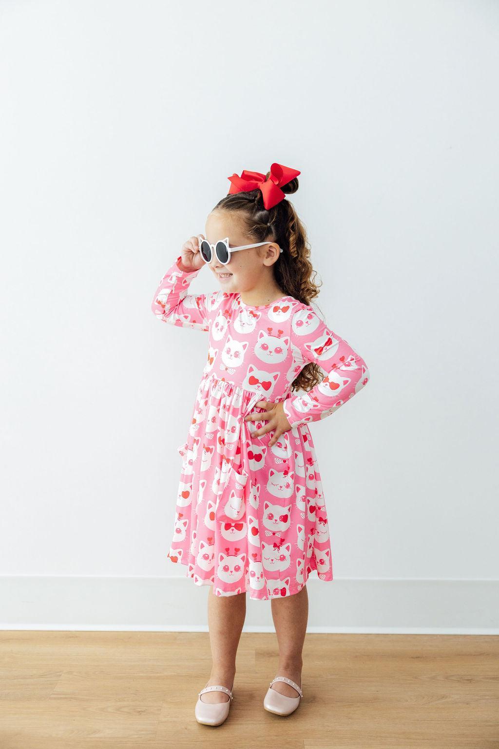 Mila & Rose ® Cutie Cat L/S Pocket Twirl Dress — in-use photo