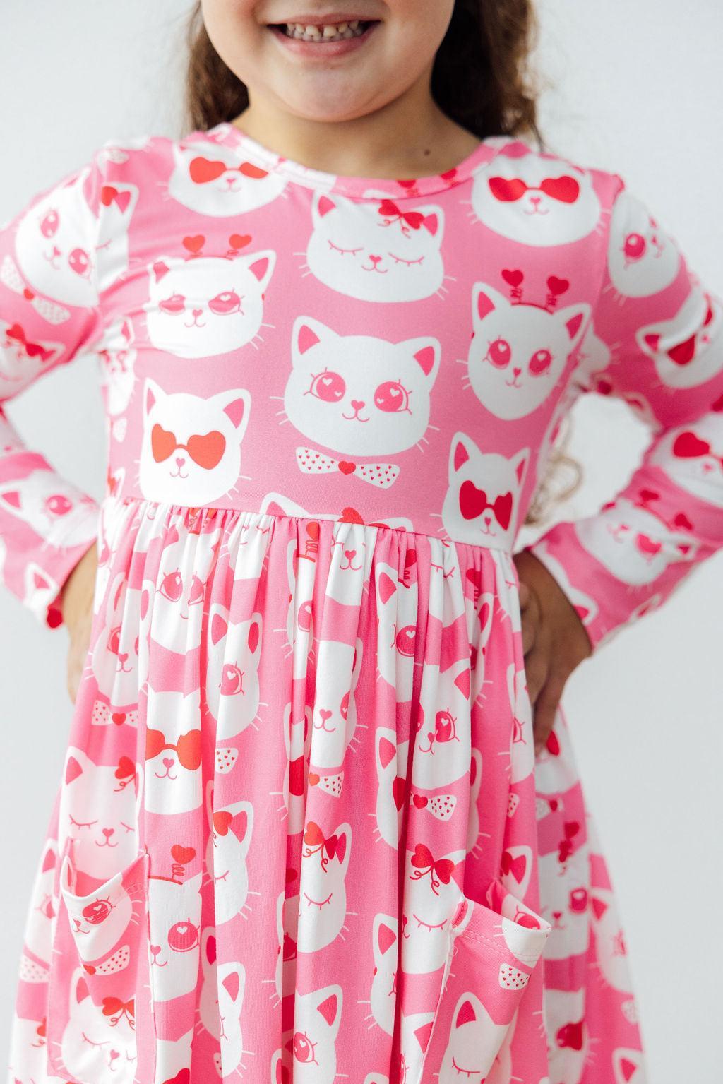 Mila & Rose ® Cutie Cat L/S Pocket Twirl Dress — main product shot