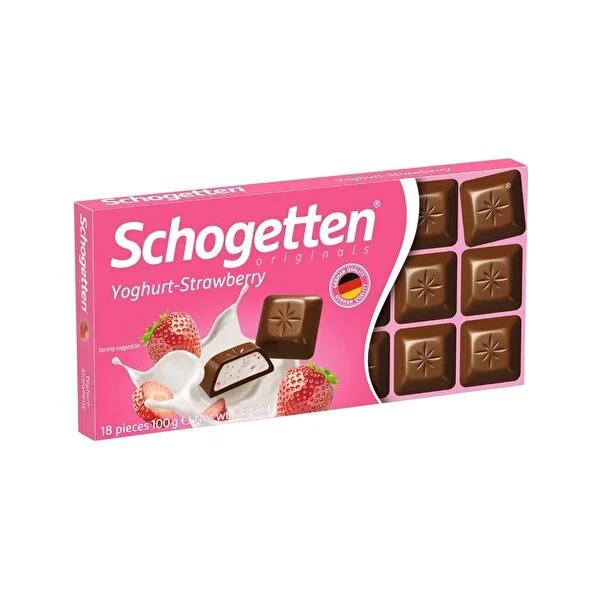 Schogetten Strawberry Yogurt Chocolate Bar - 100g German Chocolate with Unique Filling