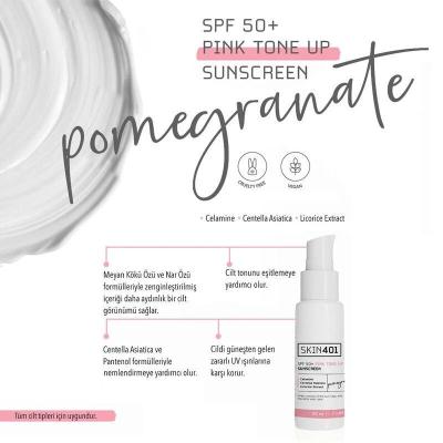 Skin401 Vegan SPF50+ Pink Tone Up Sunscreen - Cruelty-Free, Even Skin Tone, 1.69 fl oz