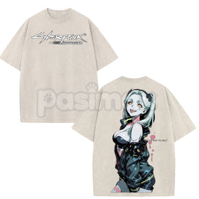 Cyberpunk: Edgerunners Rebecca Printed T-Shirt – Vintage Washed Unisex Anime Streetwear