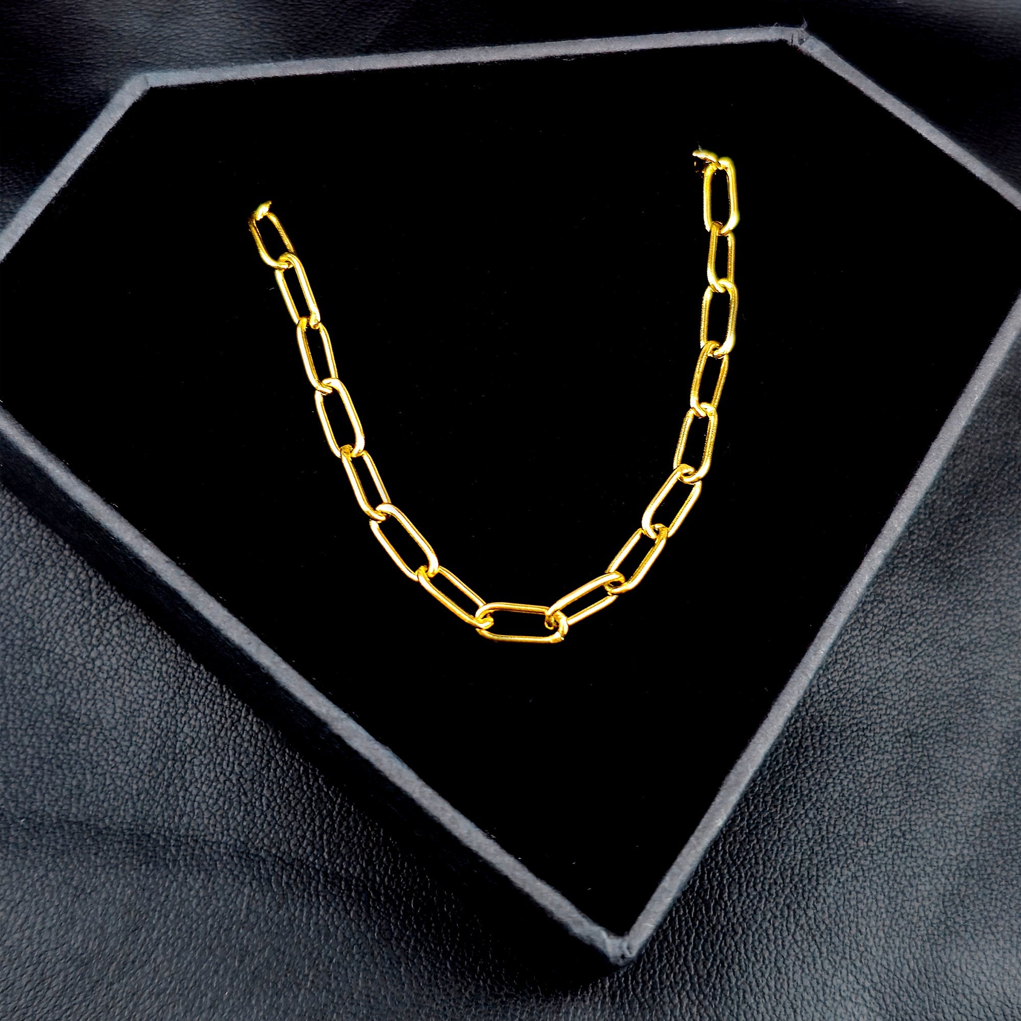 BodyCandy Stainless Steel Gold Tone PVD Paper Clip Link Chain Necklace — main product shot