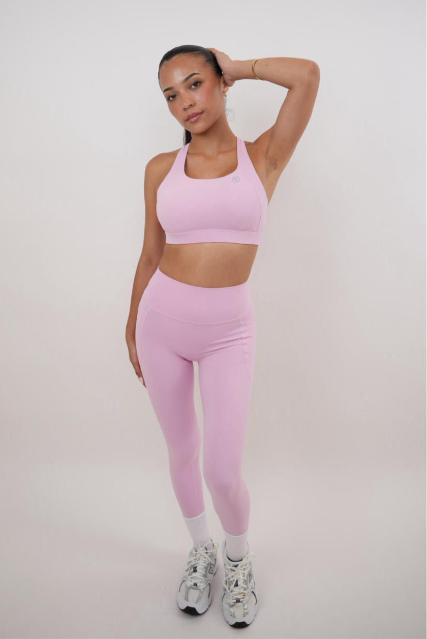 KIMITH BRAND I Am Glowing Pink Blossom Quick Dry Butter Legging — lifestyle context