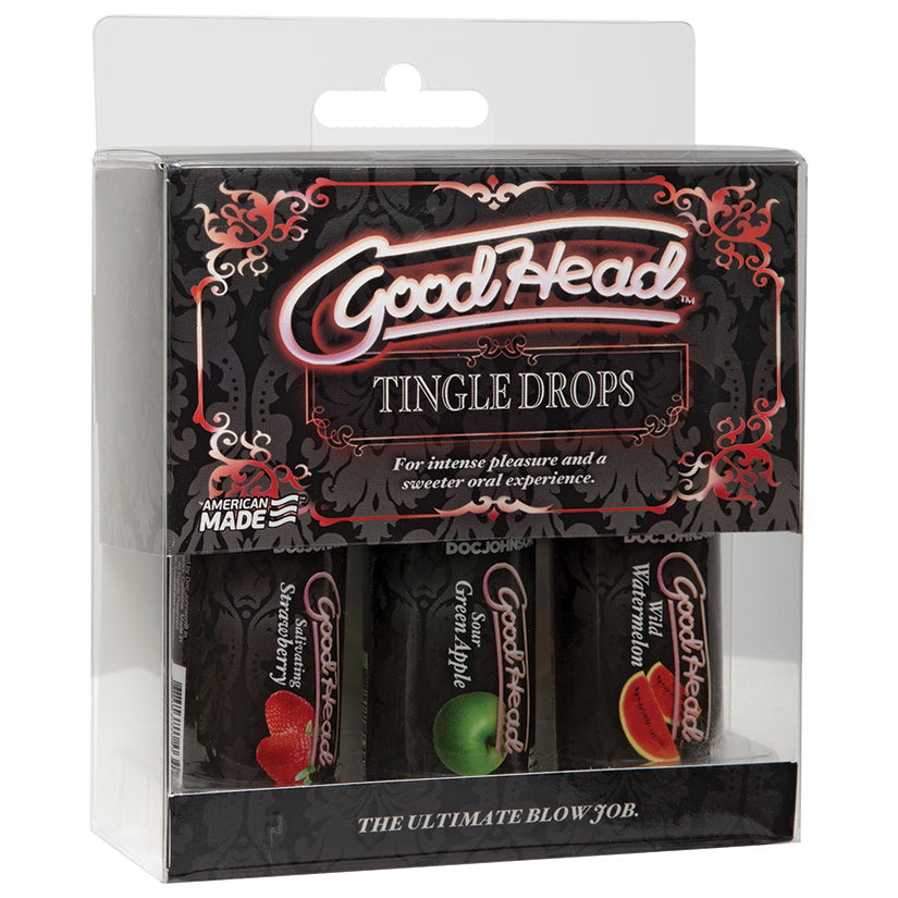 Love Spark Cove | Intimate Apparel, Pleasure Shop & Free Shipping GoodHead Tingle Drops 3 Pack 1oz — main product shot