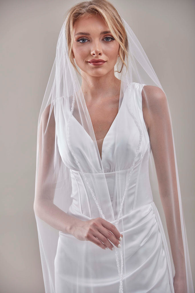 Elegant Beaded Wedding Veil-D205R – Bridal Port