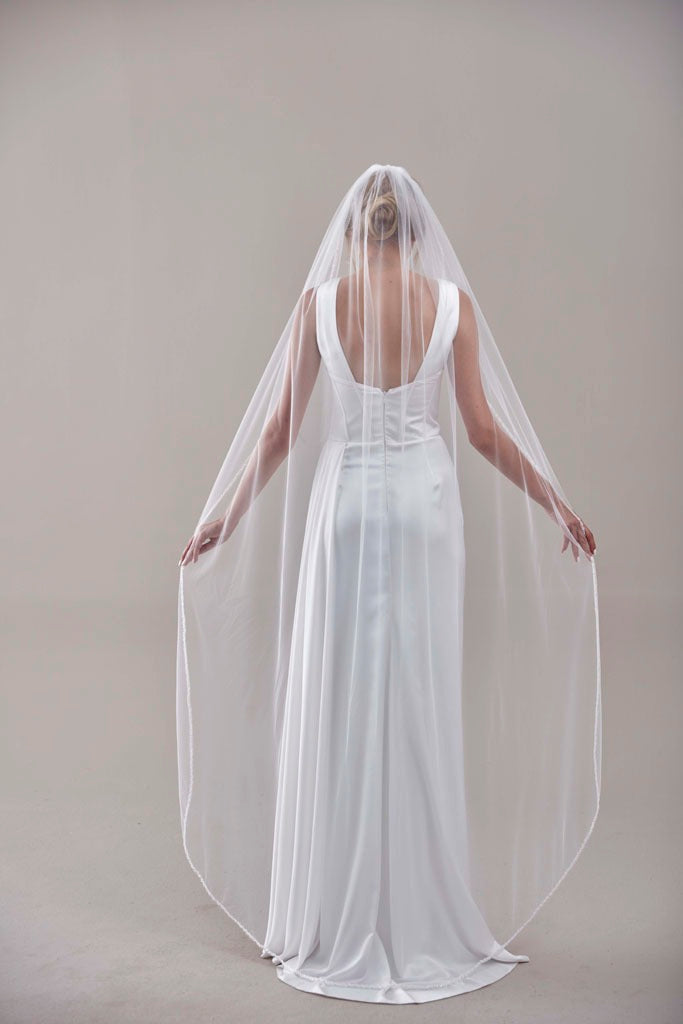 Elegant Beaded Wedding Veil-D205R – Bridal Port, view 2