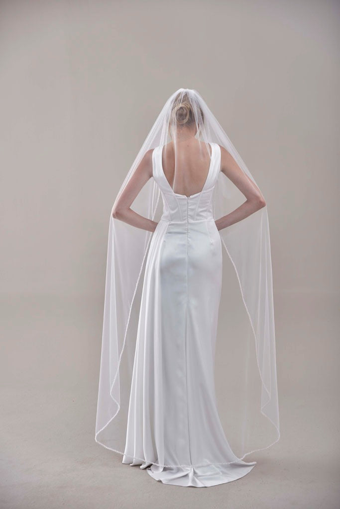 Elegant Beaded Wedding Veil-D205R – Bridal Port, view 3