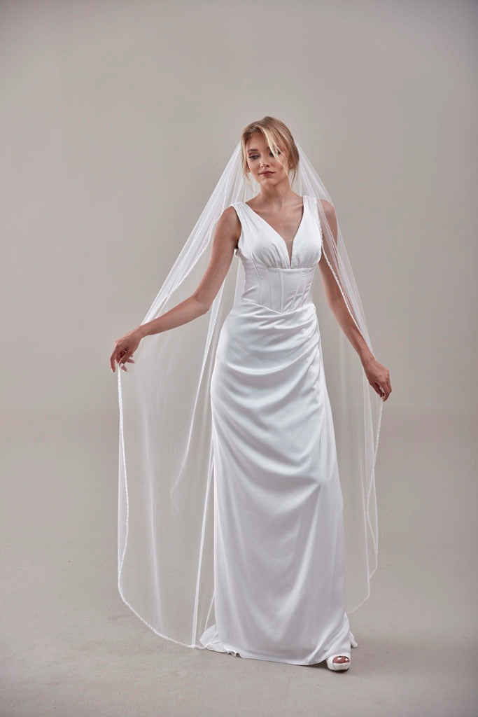 Elegant Beaded Wedding Veil-D205R – Bridal Port, view 6