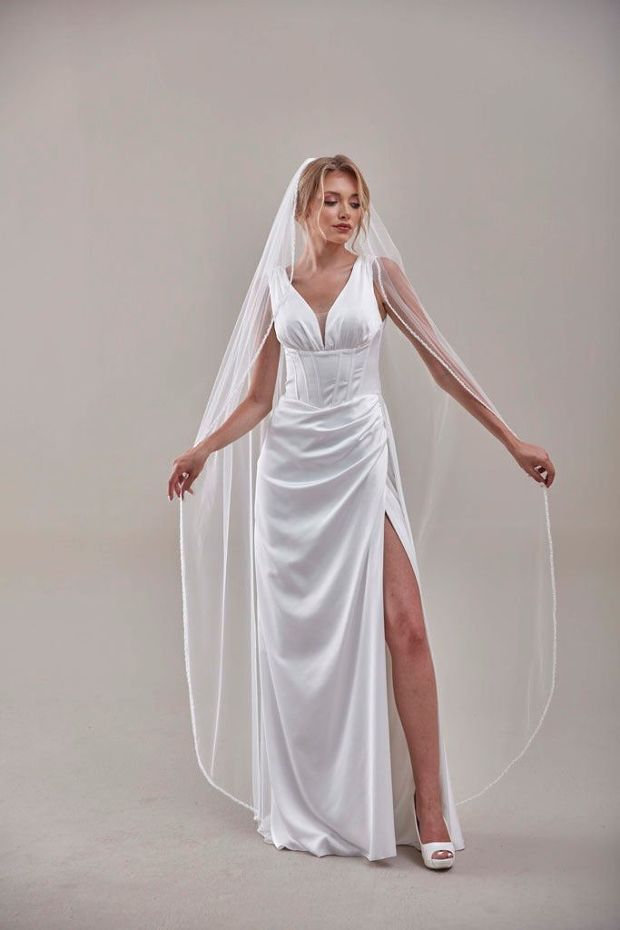 Elegant Beaded Wedding Veil-D205R – Bridal Port, view 7