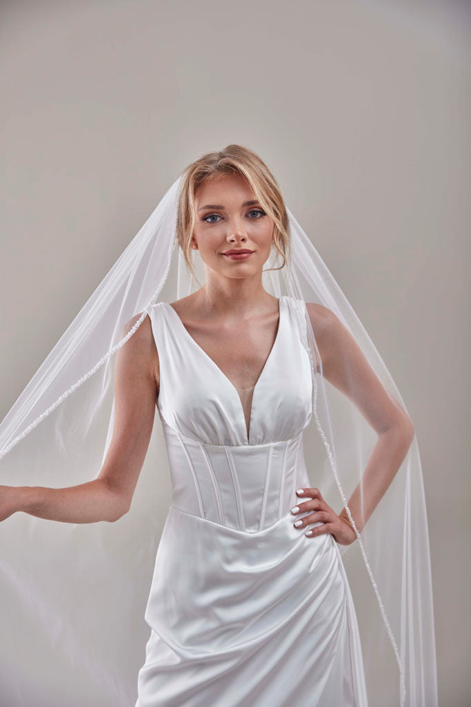 Elegant Beaded Wedding Veil-D205R – Bridal Port, view 8