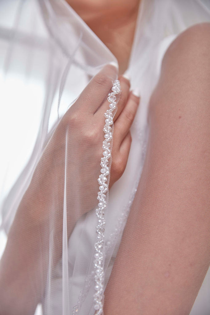 Elegant Beaded Wedding Veil-D205R – Bridal Port, view 9