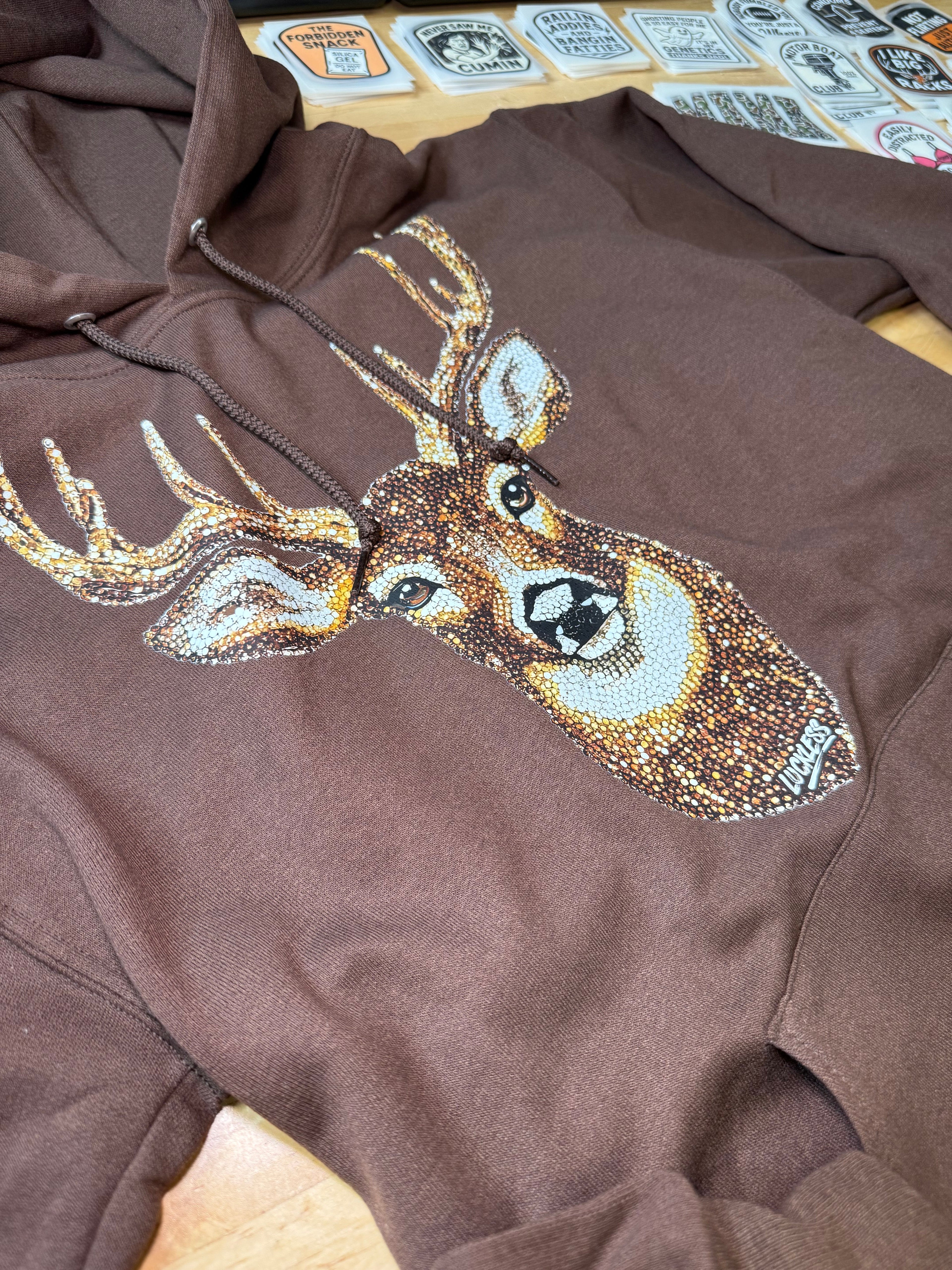 Luckless Outfitters Faux Rhinestone Buck Hoodie — back view