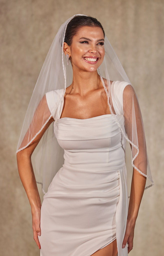 Bridal Shower Pearl Veil- D257 – Bridal Port, view 4