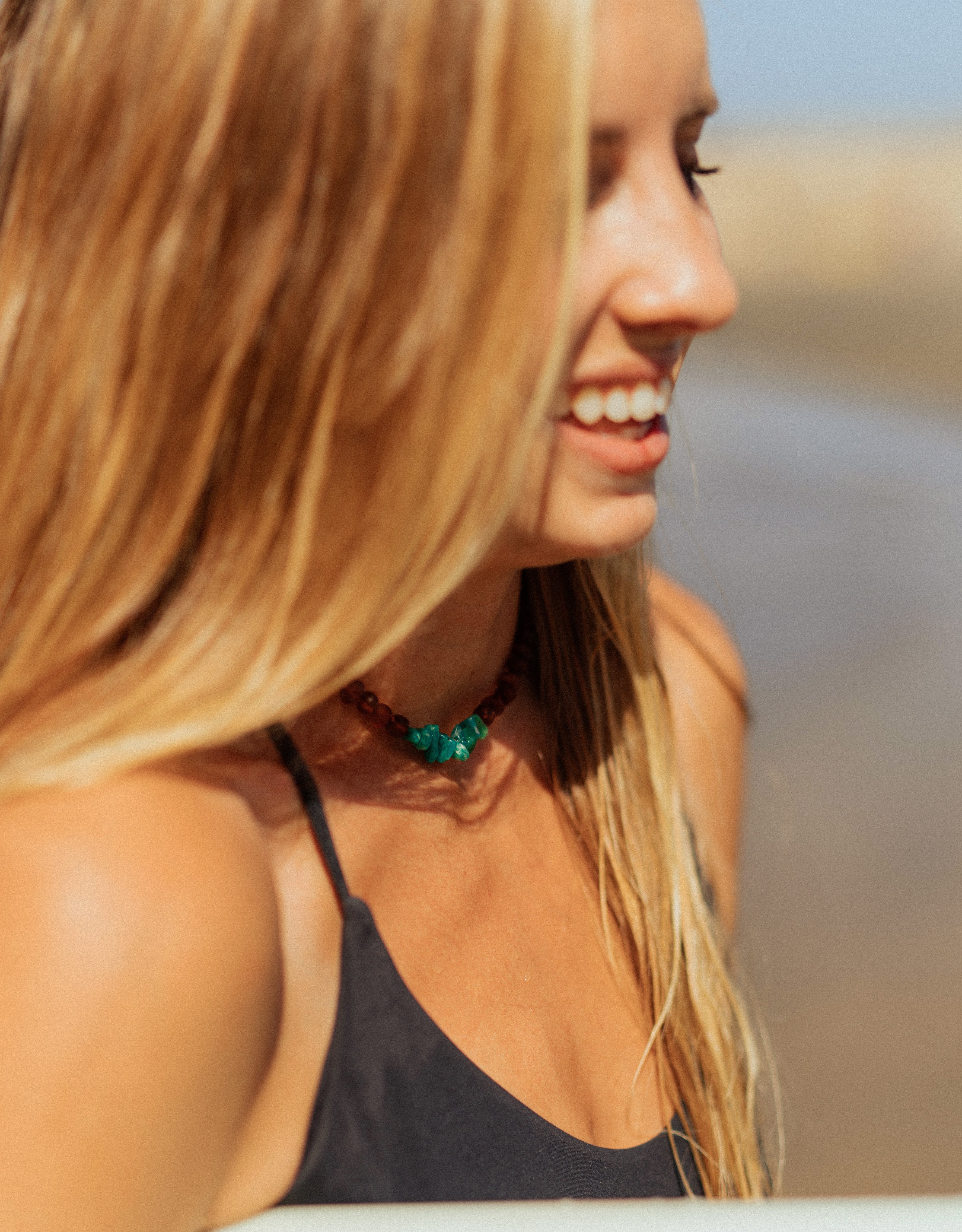 CanyonLeaf Raw Cognac Baltic Amber + Raw Amazonite || Necklace — main product shot