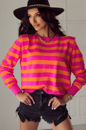 80s Bright Pink & Orange Shoulder Sweater