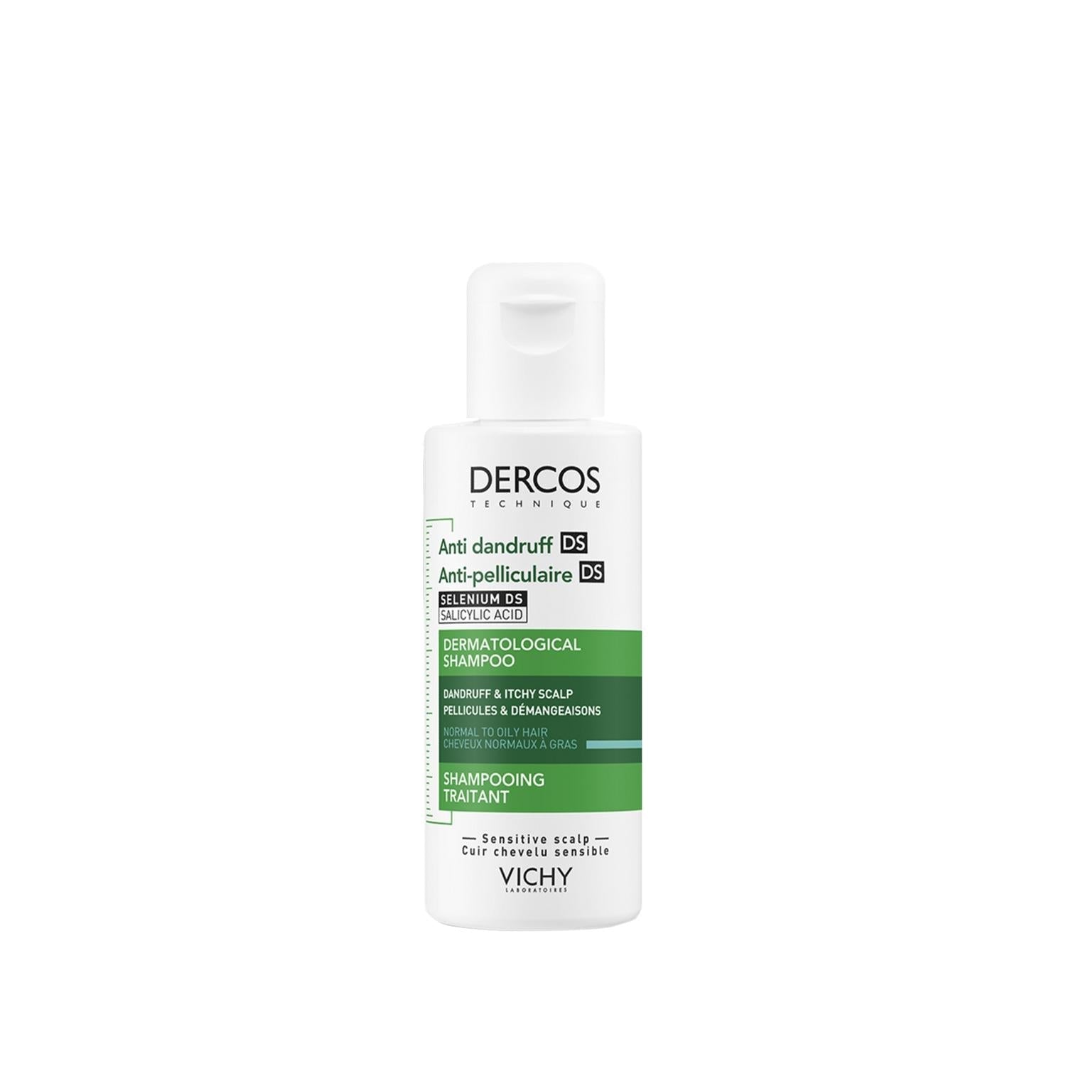 Vichy Dercos Anti-Dandruff Shampoo for Normal to Oily Hair - 75ml, Dermatologically Tested, Reduces Dandruff & Scalp Irritation