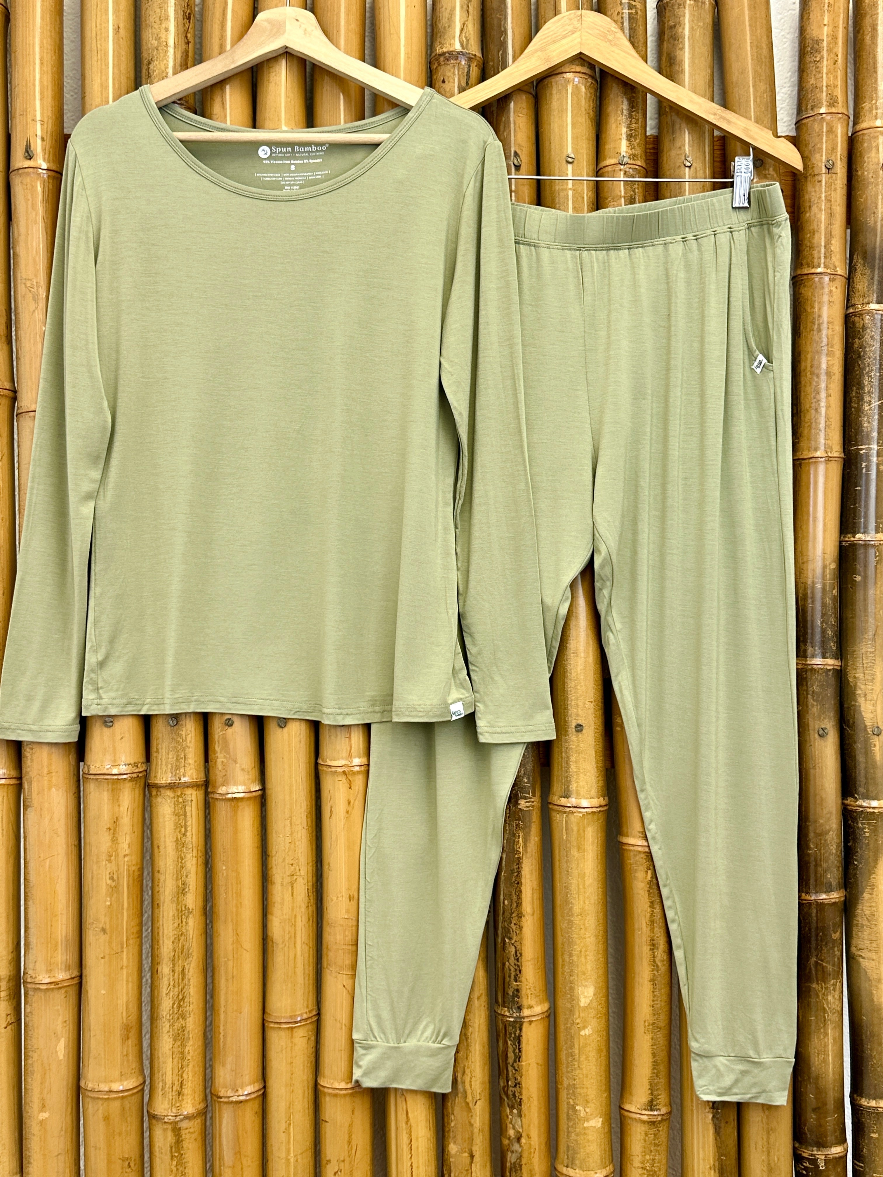 Spun Bamboo Women's Bamboo Lounge Set - Long Sleeve T-Shirt and Jogger Pants — feature highlight