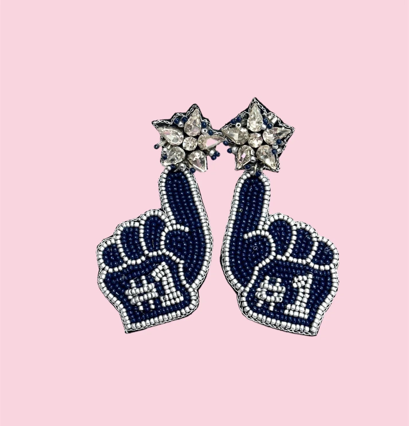 KADOU BOUTIQUE Team Cheering Beaded Earrings — detail close-up