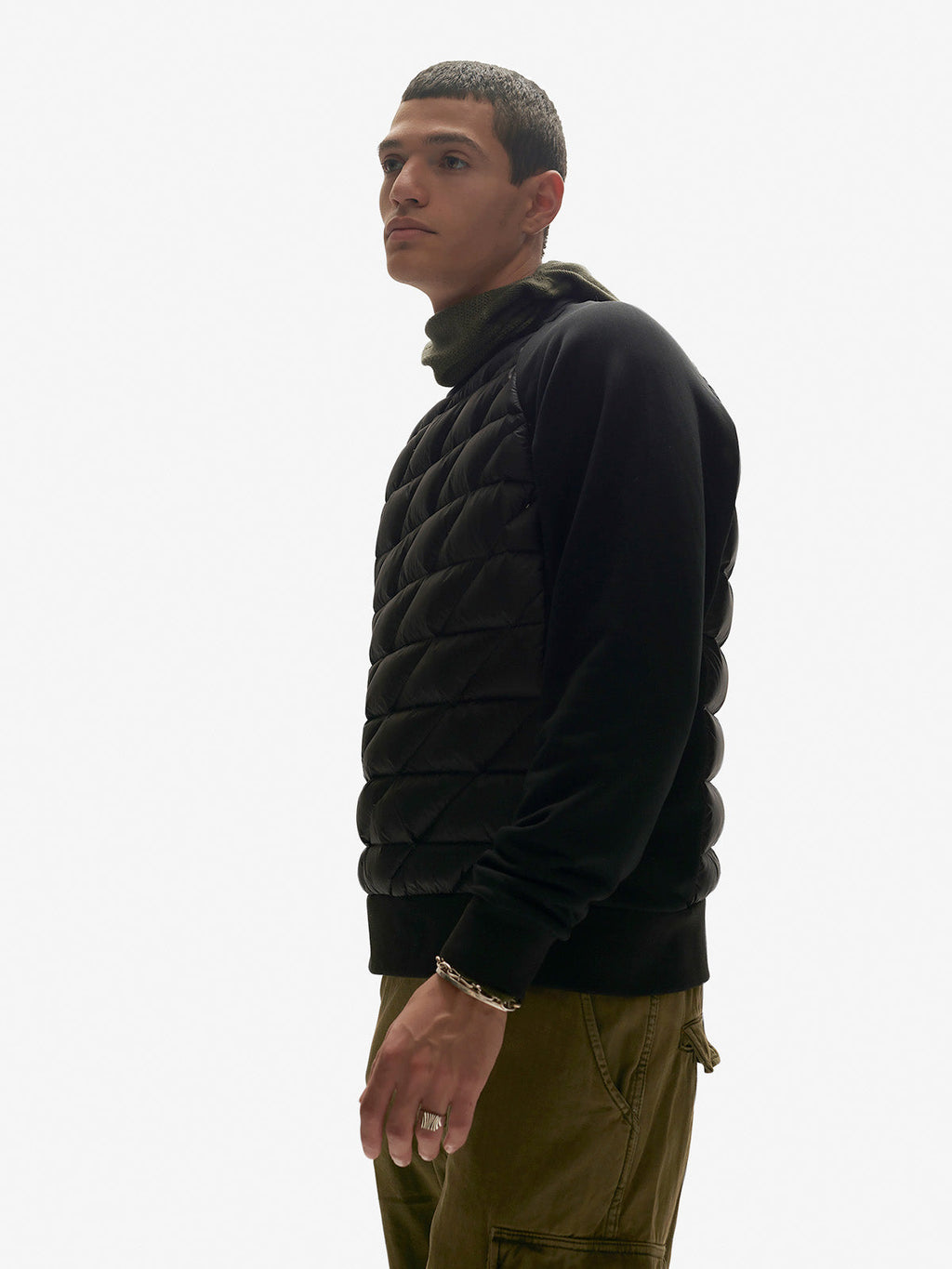 Holden Outerwear Down Crew Sweater - Black — detail close-up
