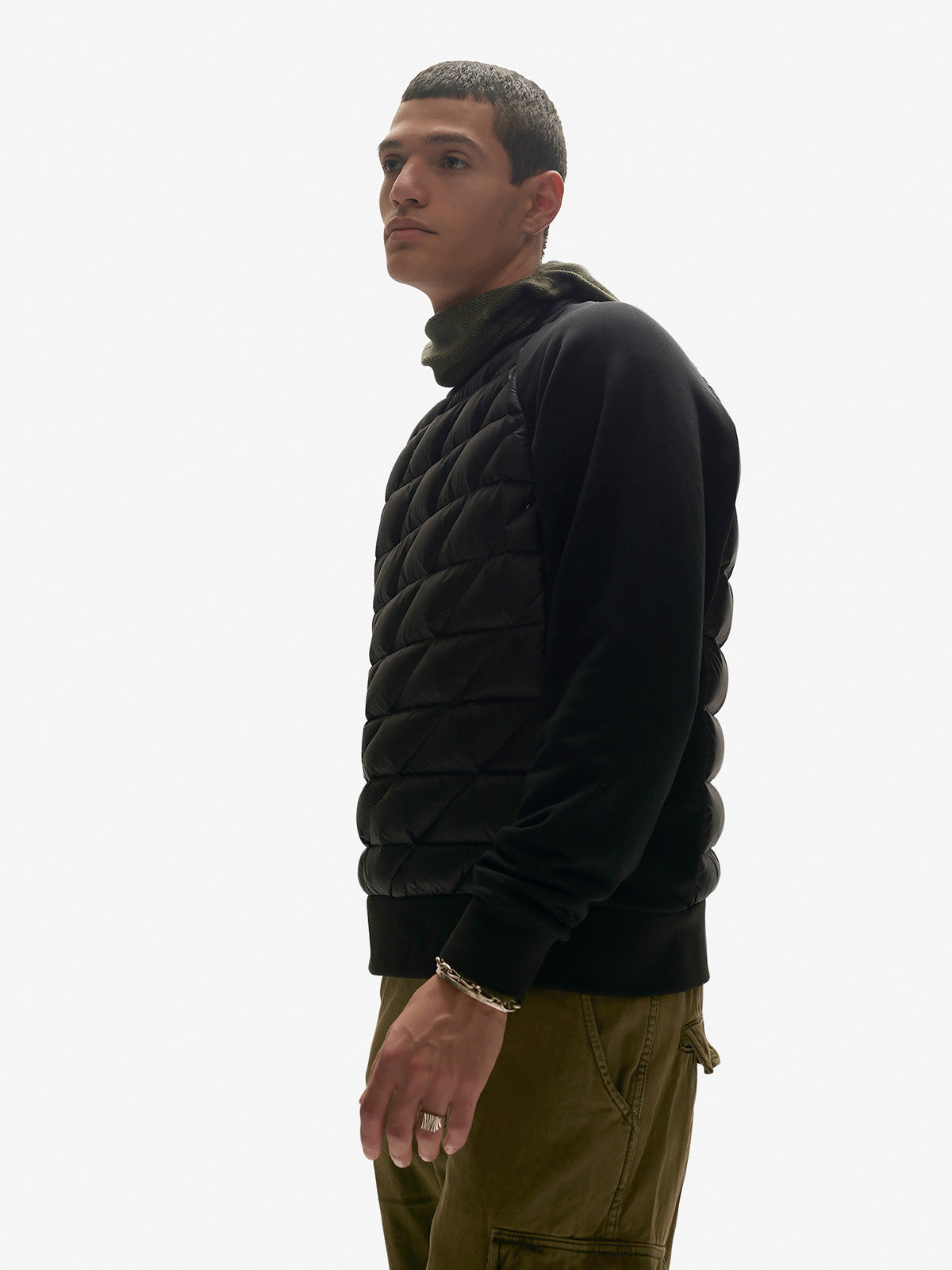 Holden Outerwear Down Crew Sweater - Black — detail close-up