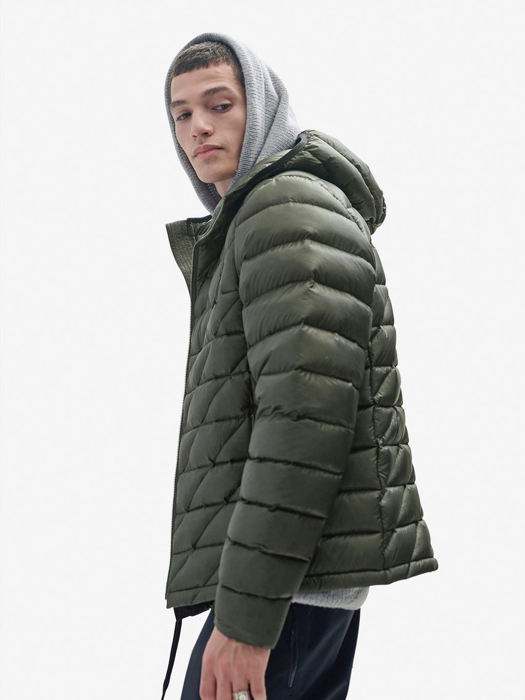 Holden Outerwear Packable Down Jacket - Stone Green — detail close-up