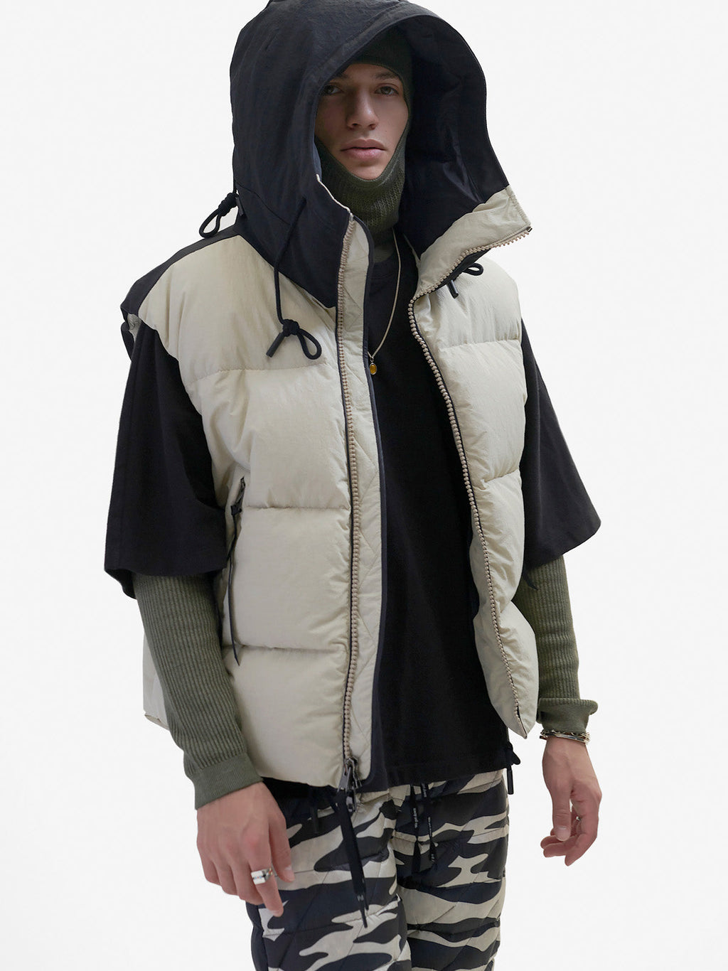 Holden Outerwear Hooded Down Vest - Canvas — lifestyle context
