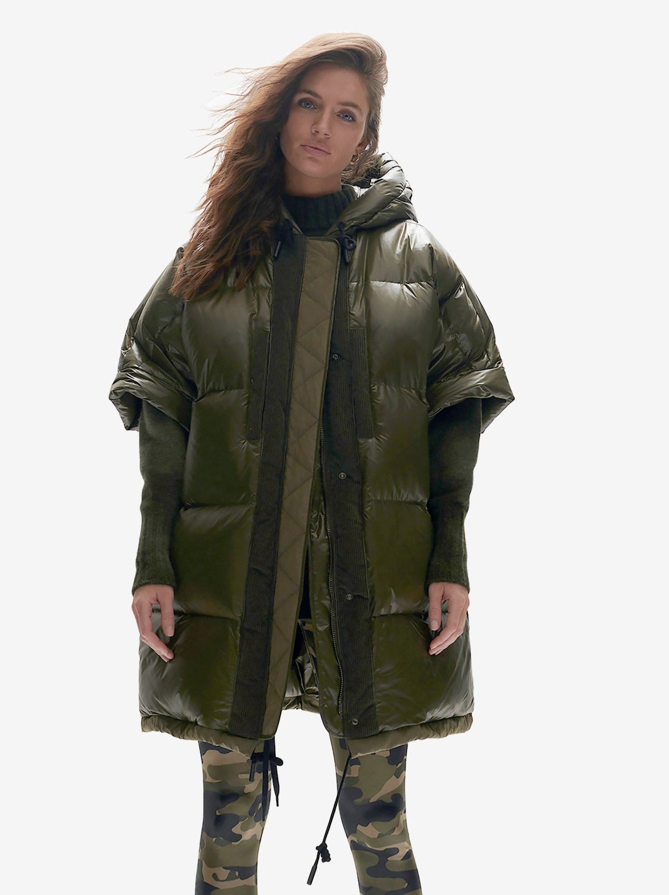 Holden Outerwear Long Down Vest - Olive — main product shot